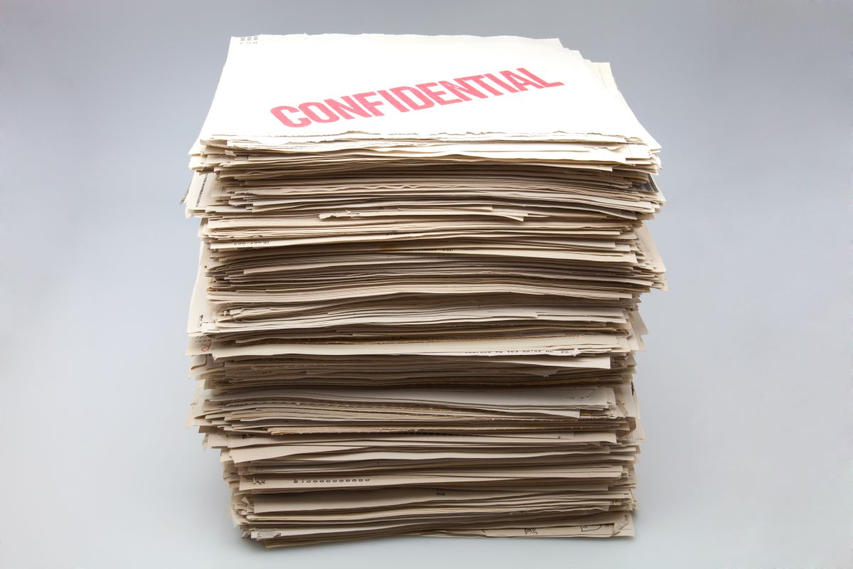 stacks of confidential papers