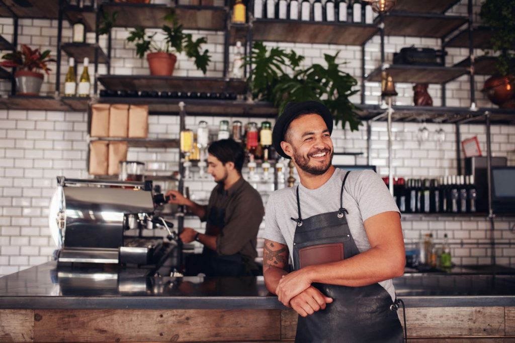 cafe owner happy smiling