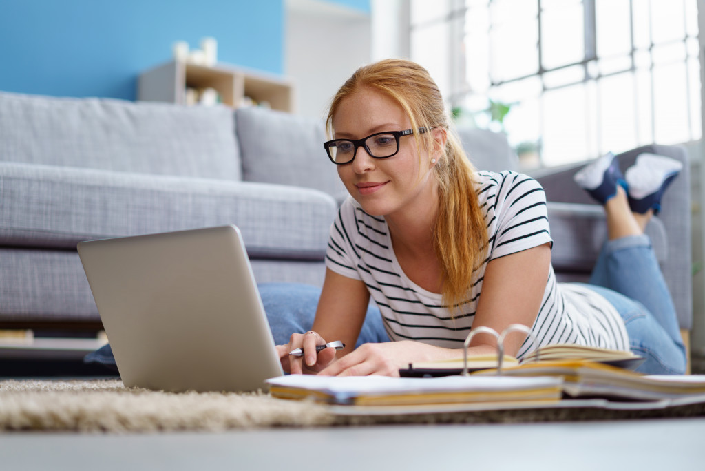 woman using a laptop