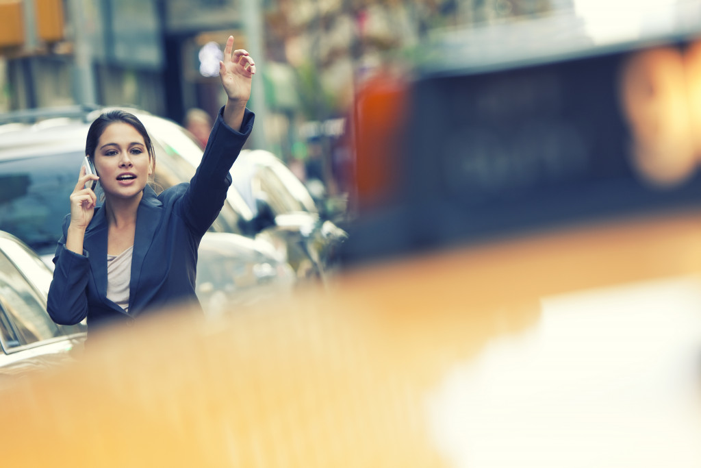 woman waiting for transportation