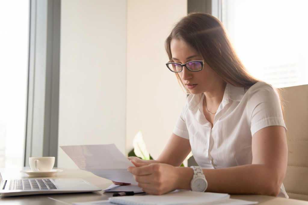 Local business owner checking files