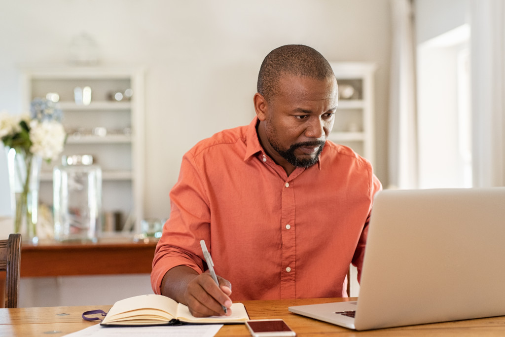 a man working at home